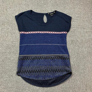 Desigual Shirt Women's Small Blue Glittery Embellished